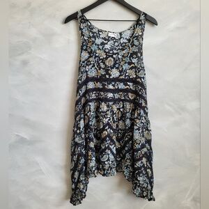 Intimately Free People 100% Rayon MultiColor Black Casual Tunic Dress Sz M